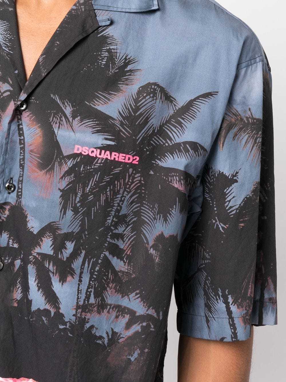 Shop Dsquared2 Palm Tree-print Short-sleeved Shirt In Black