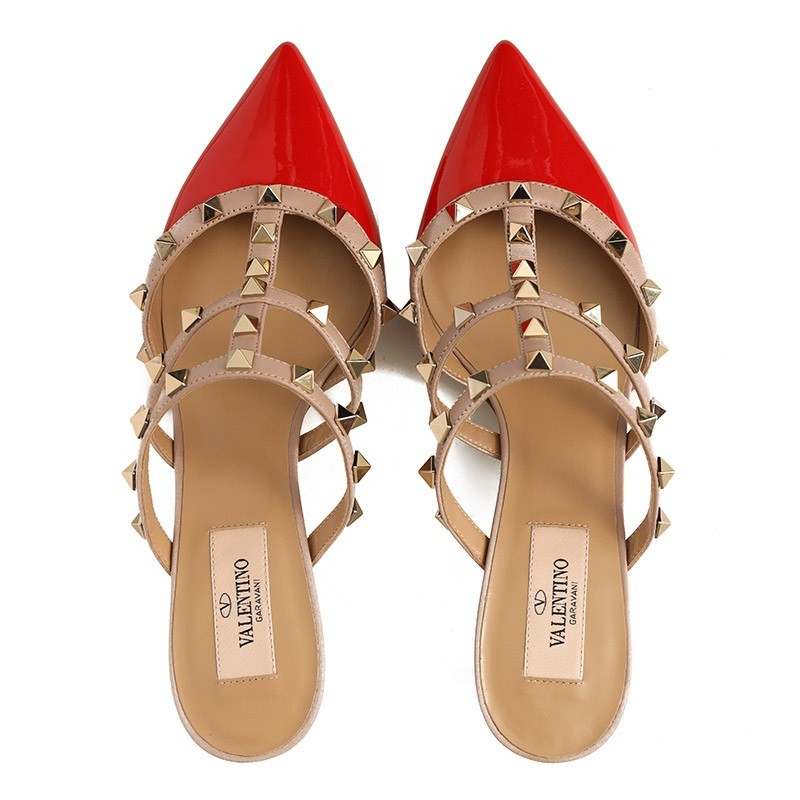 Valentino Rivet Muller High-heeled Sandals In Nude