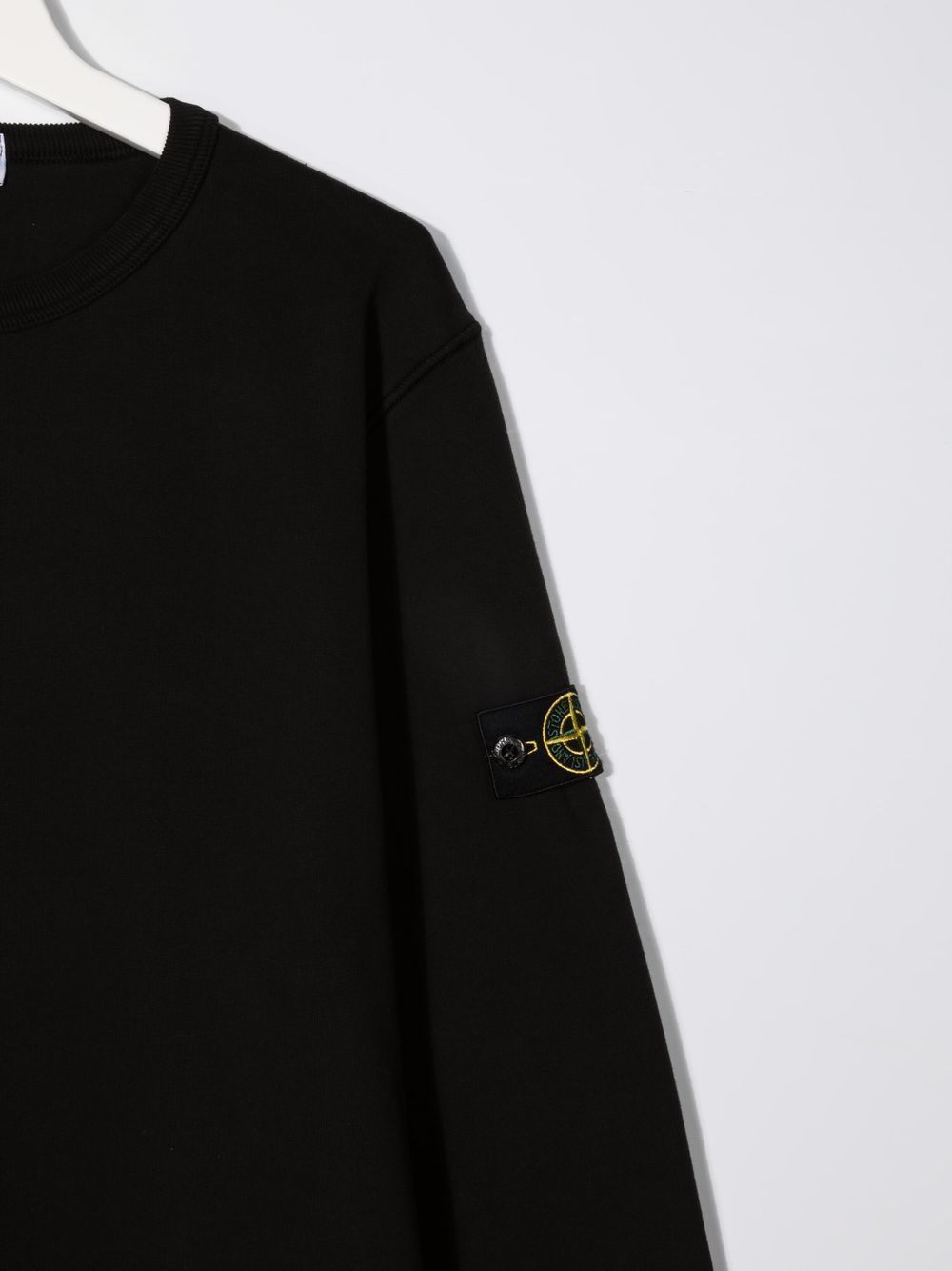 Stone Island Teen Logo-patch Crewneck Sweatshirt In Black