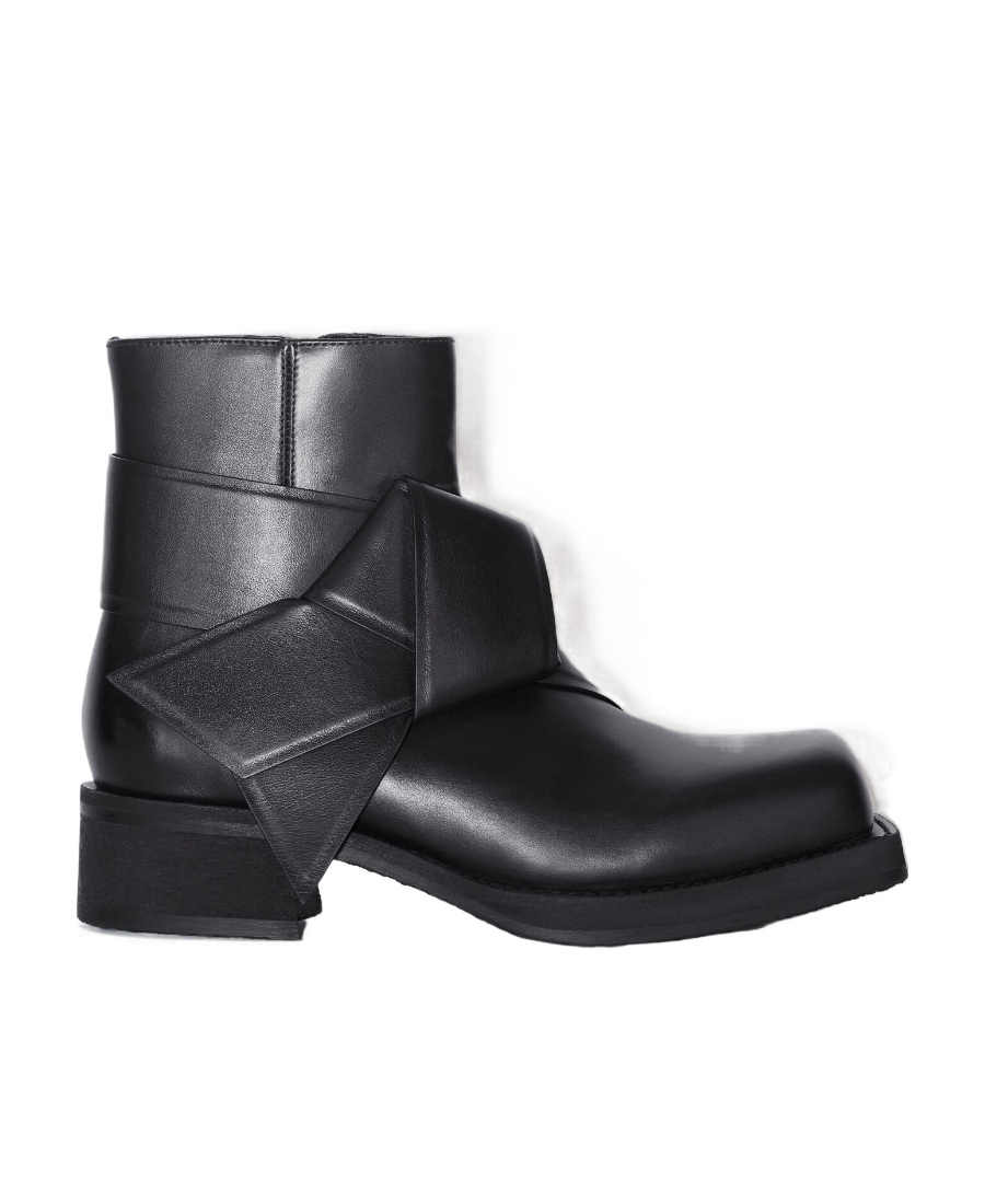 Acne Studios Knot-detail Leather Ankle Boots In Black