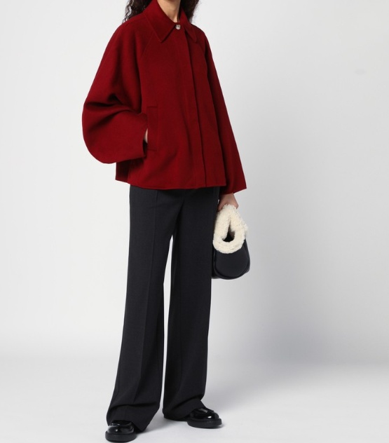 Loulou Studio Shirt Collar Casual Jacket In Red