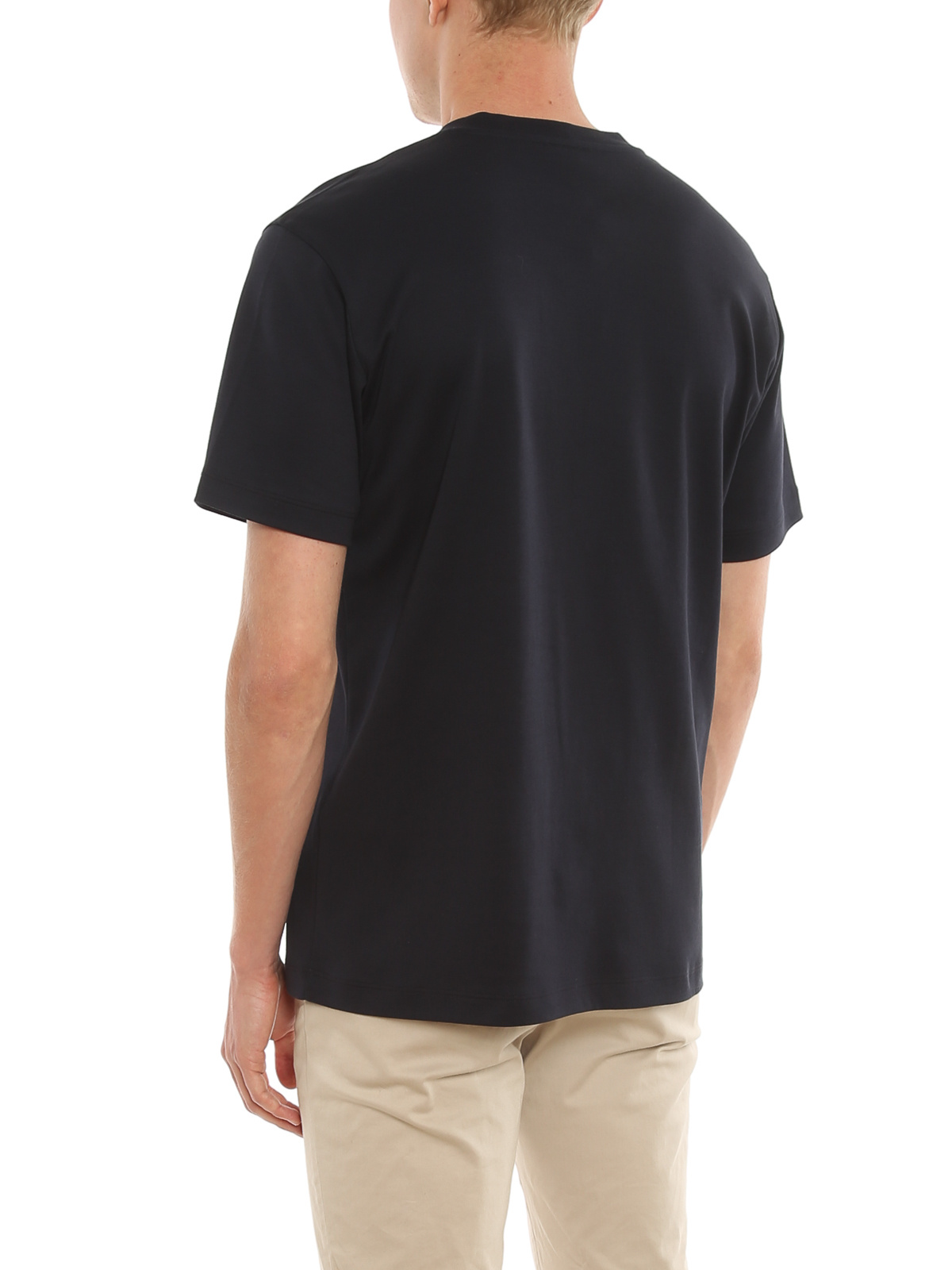 Shop Giorgio Armani Embroidered-logo T-shirt In Black