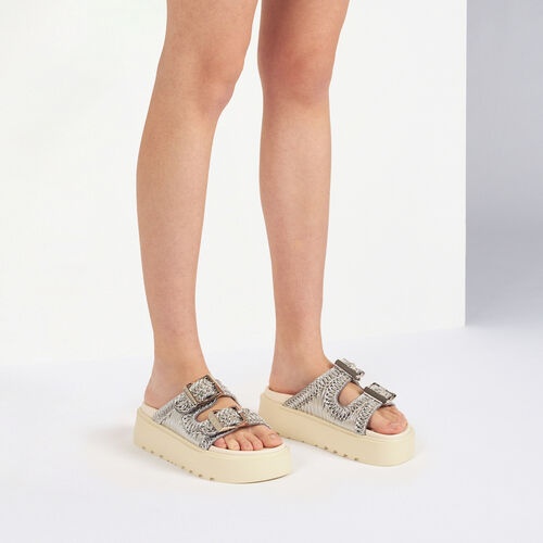Shop Casadei Birky Ale Platform Slides In White