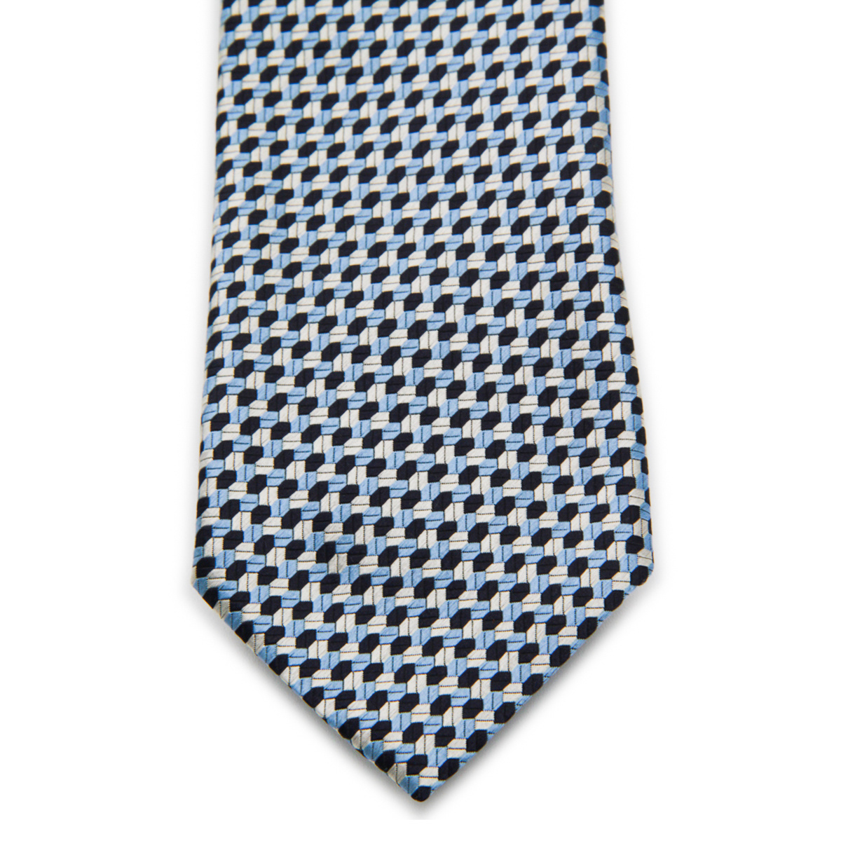 Zegna Geometric Patterned Tie Pointed Tip In Blue