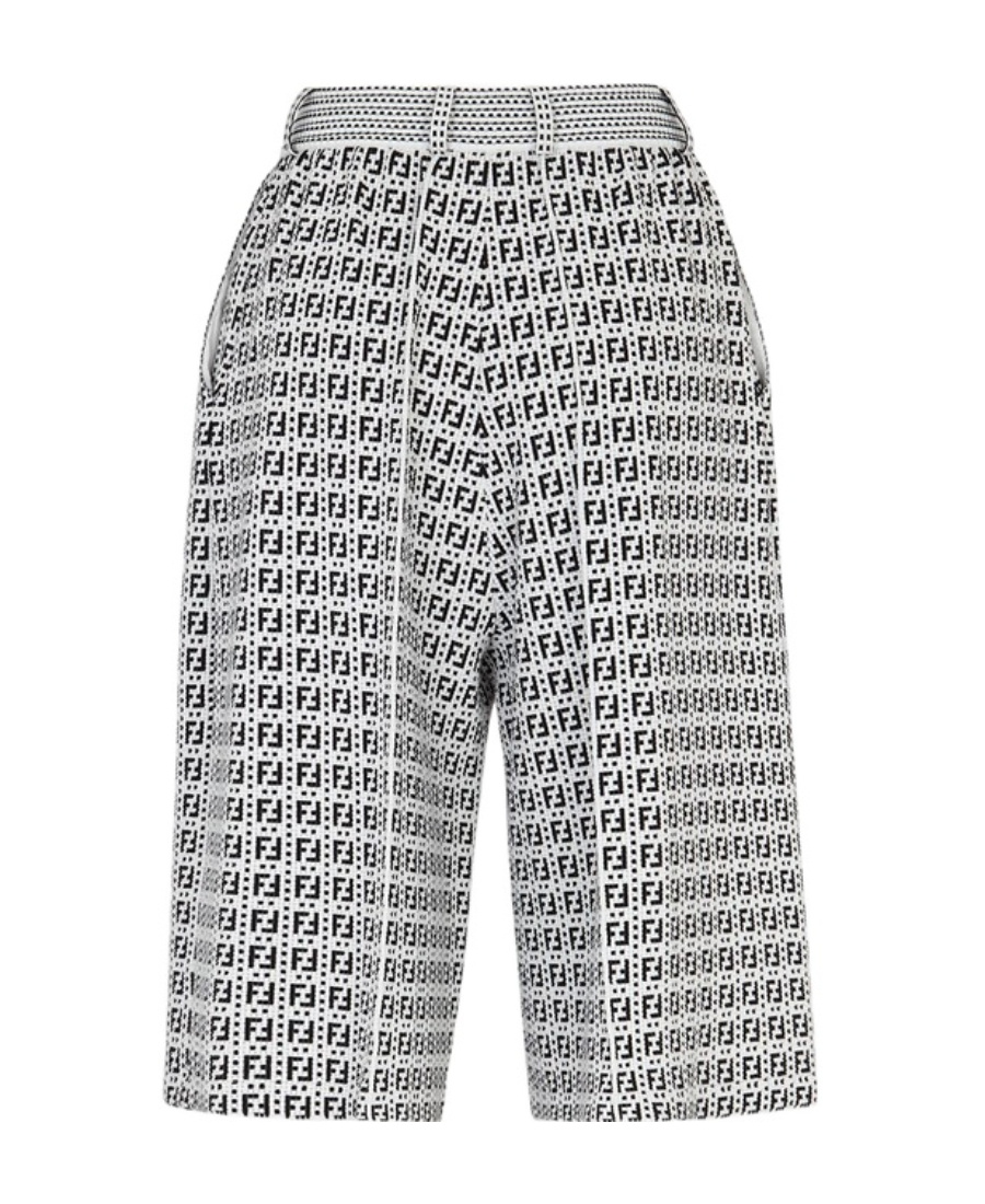 Fendi Ff-motif Satraight-leg Bermuda Shorts In Gray