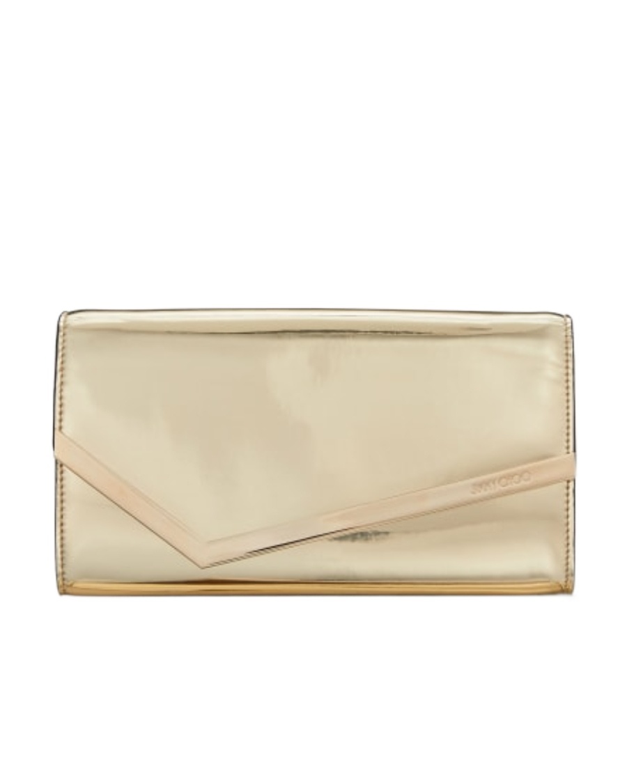 Jimmy Choo Emmie Clutch In Mirror Fabric In Gold