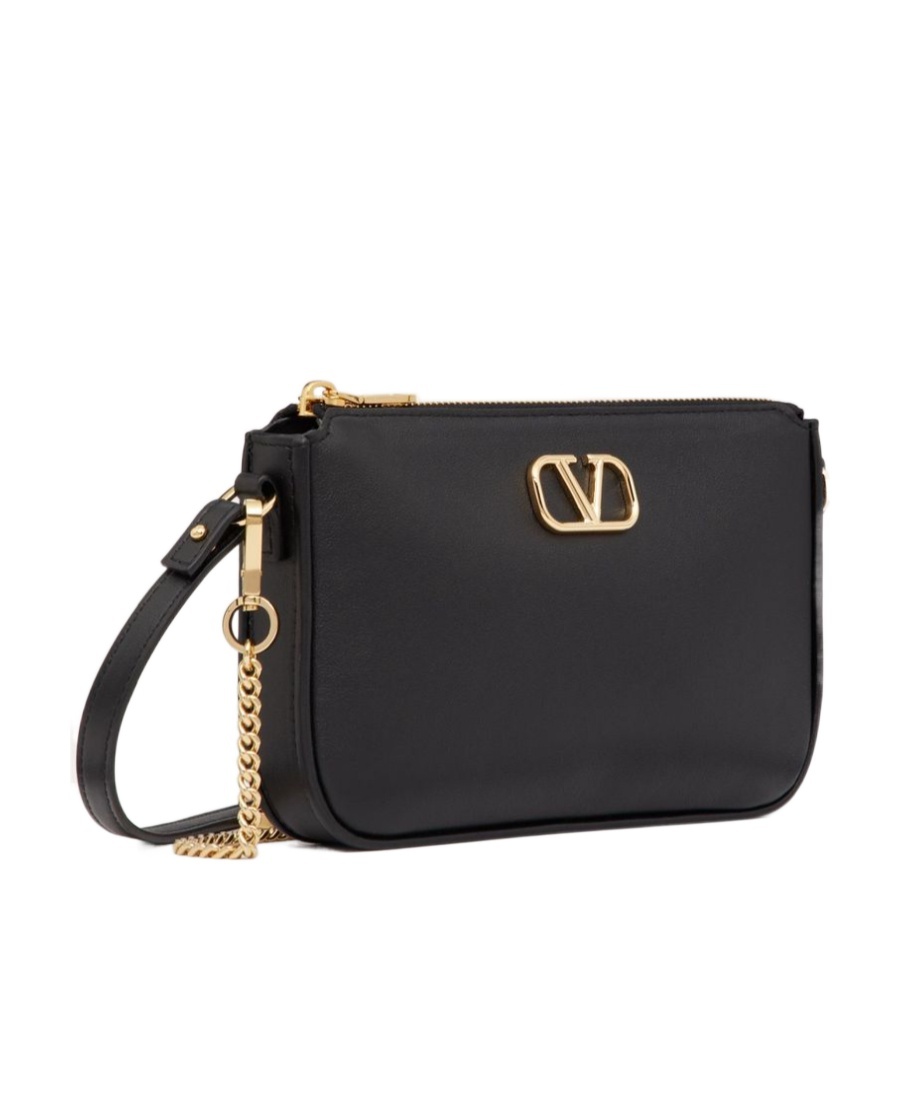 Valentino Vlogo Signature Leather Crossbody Bag In Black