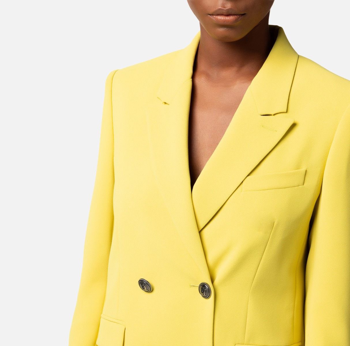 Elisabetta Franchi Acid Green Polyester Blazer In Yellow