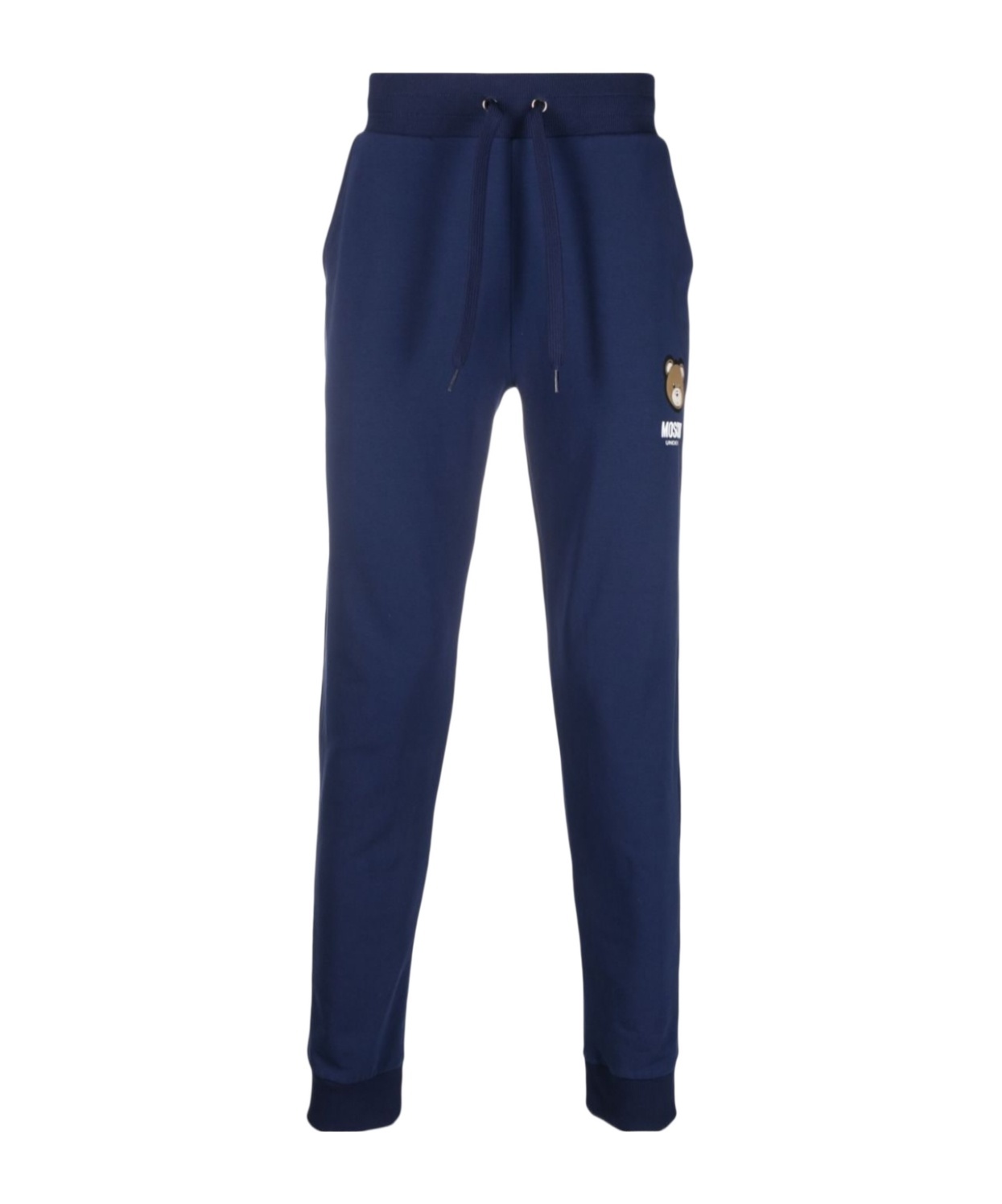 Moschino Straight Leg Trousers With Teddy Bear Motif In Blue