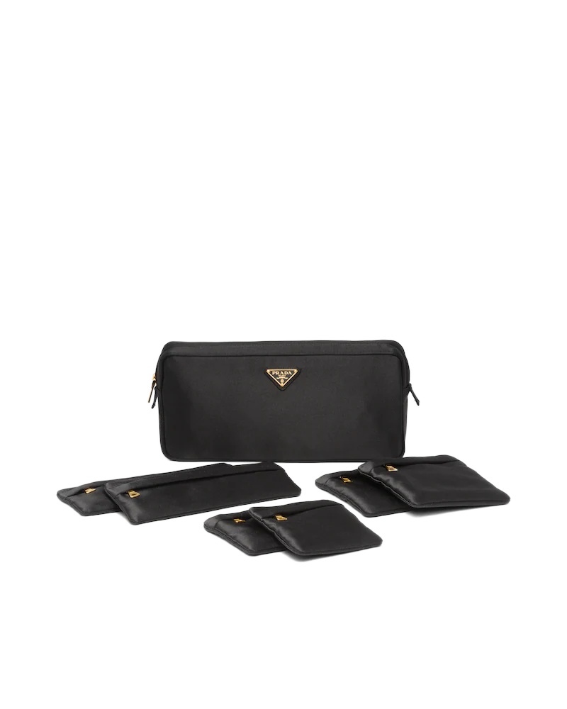 Prada Triangle-logo Jewellery Case In Black