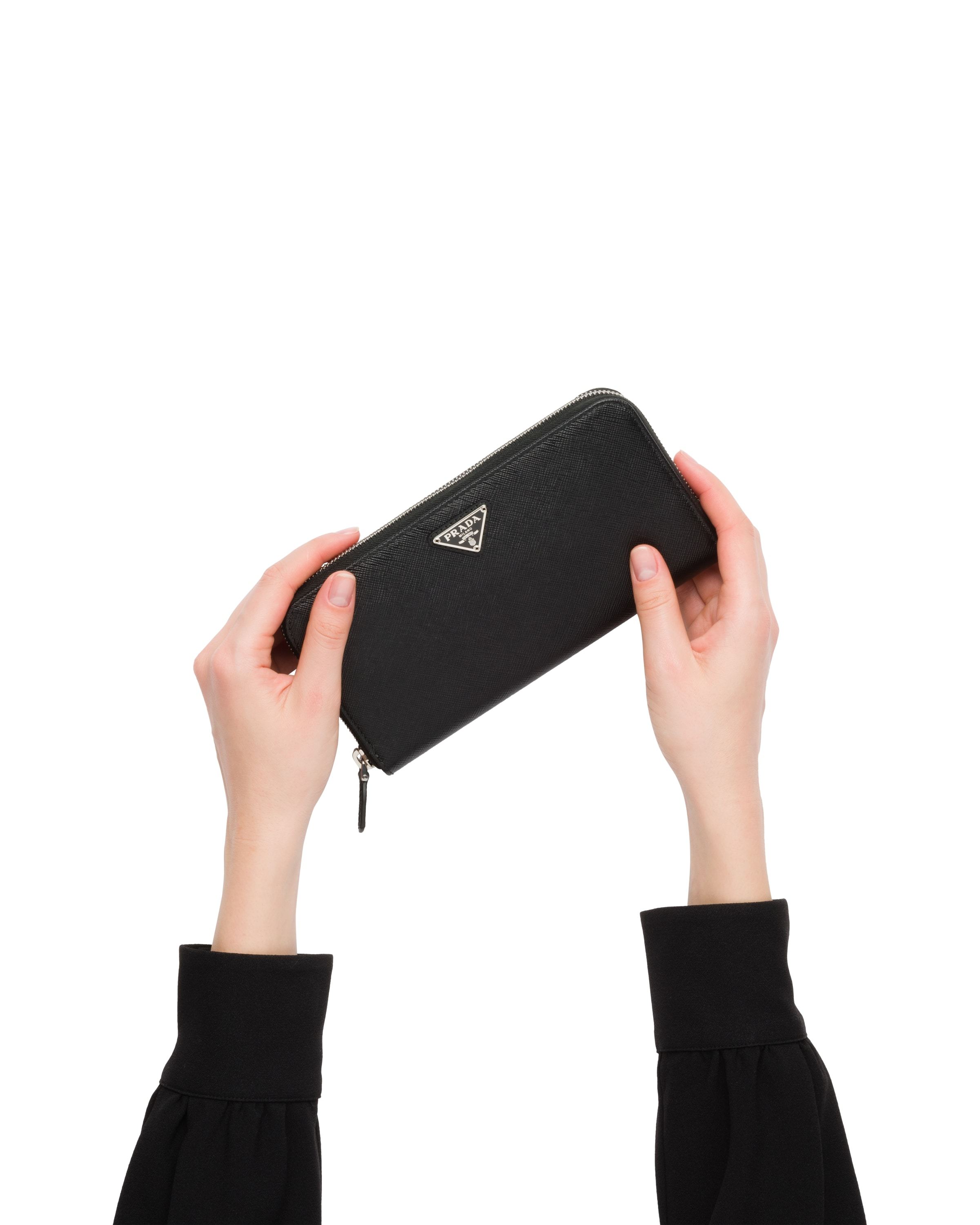 Prada Saffiano Zip Wallet In Black