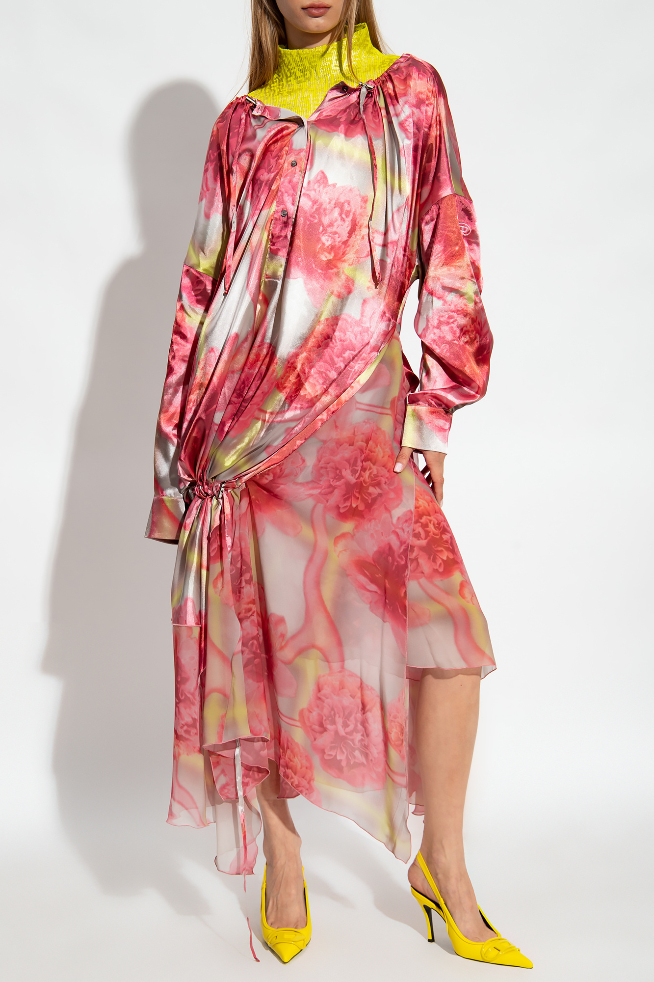 Diesel D-cabir Floral-print Maxi Dress In Pink