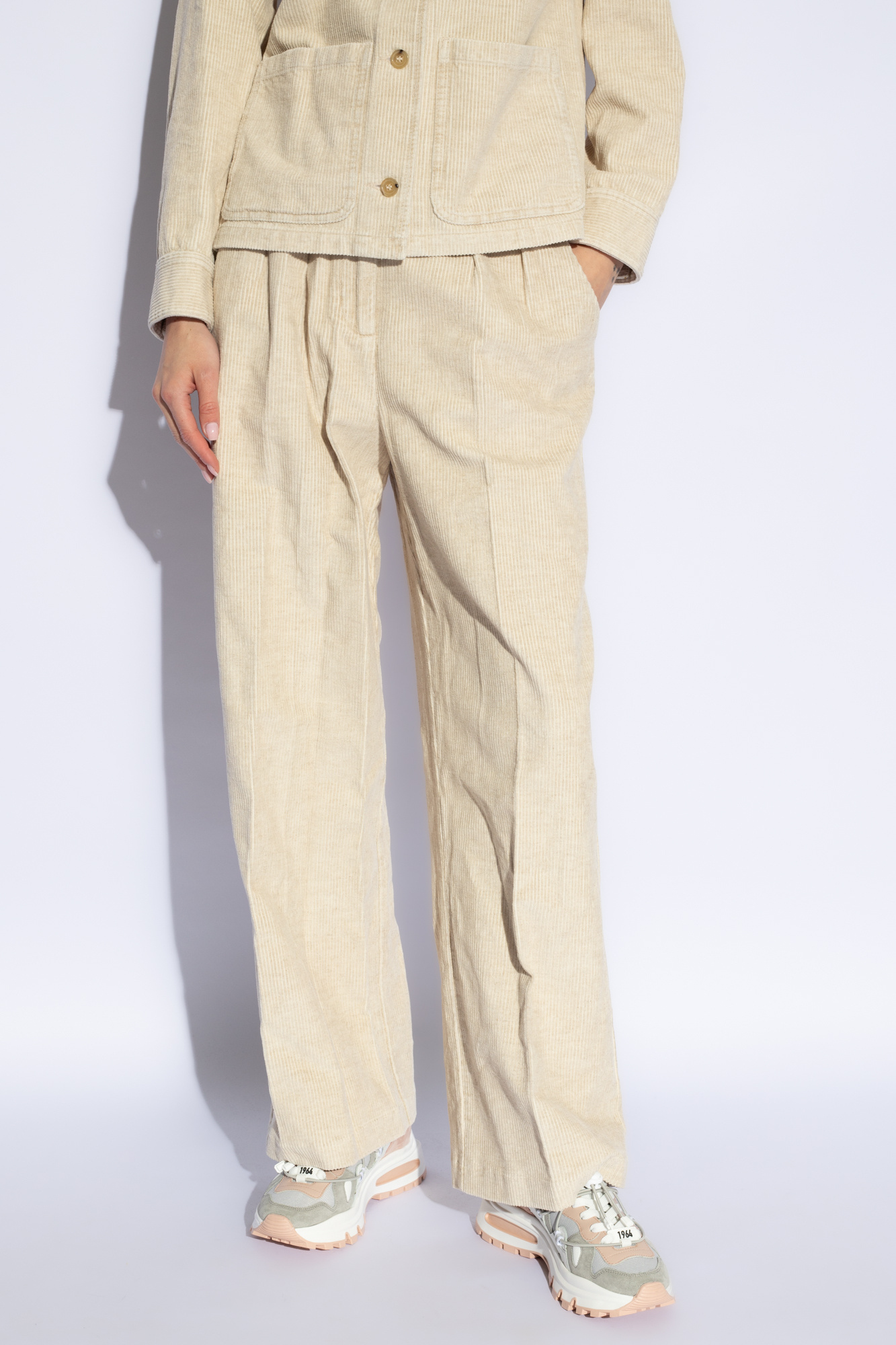 Apc Tressie Corduroy Trousers In Nude