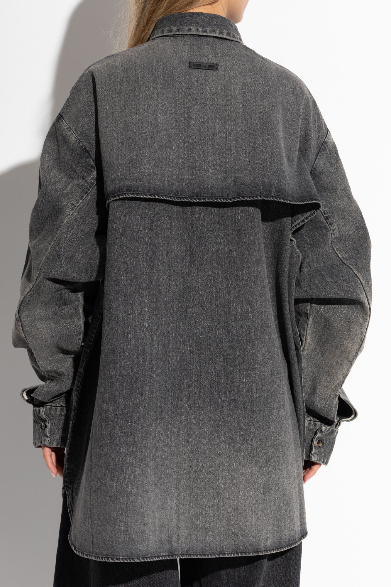 Fear Of God Vented Denim Shirt In Grey