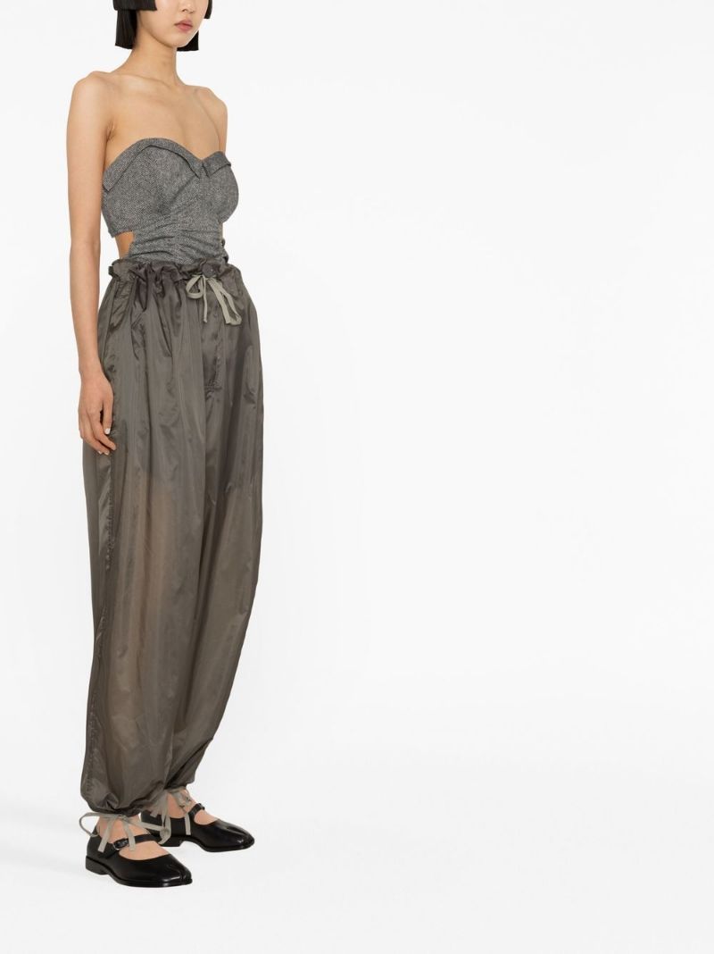 Maison Margiela Drawstring-waist High-waisted Trousers In Brown