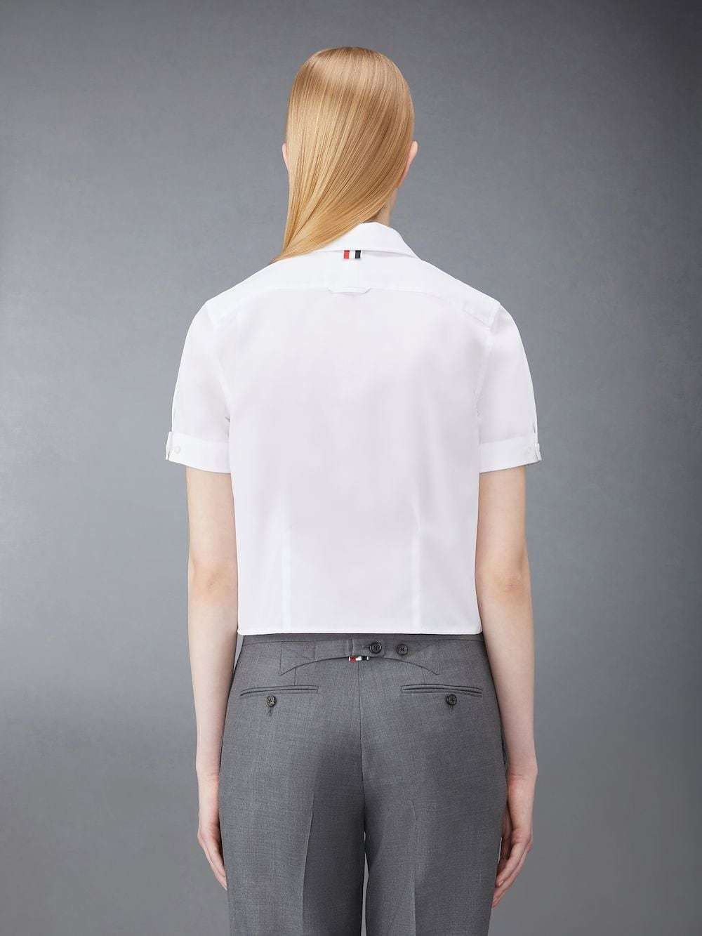Thom Browne Cropped Short-sleeve Shirt In White
