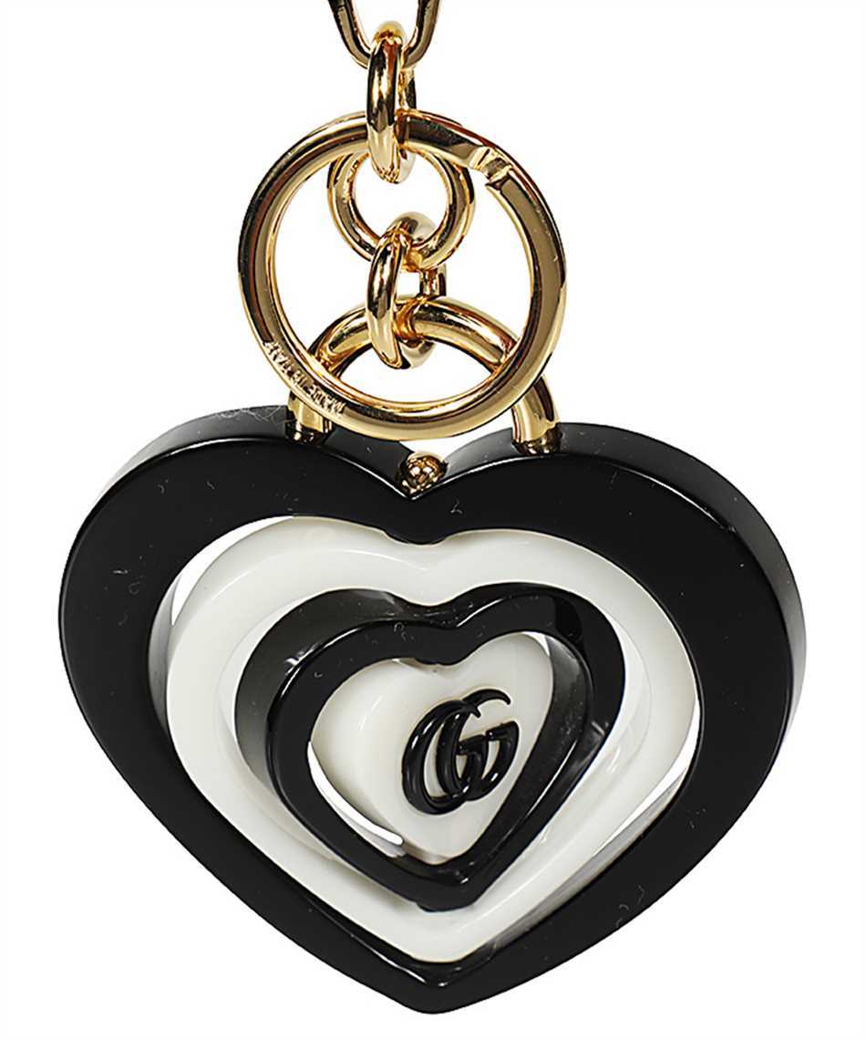 Gucci Double G Heart-shaped Key Chain In Black