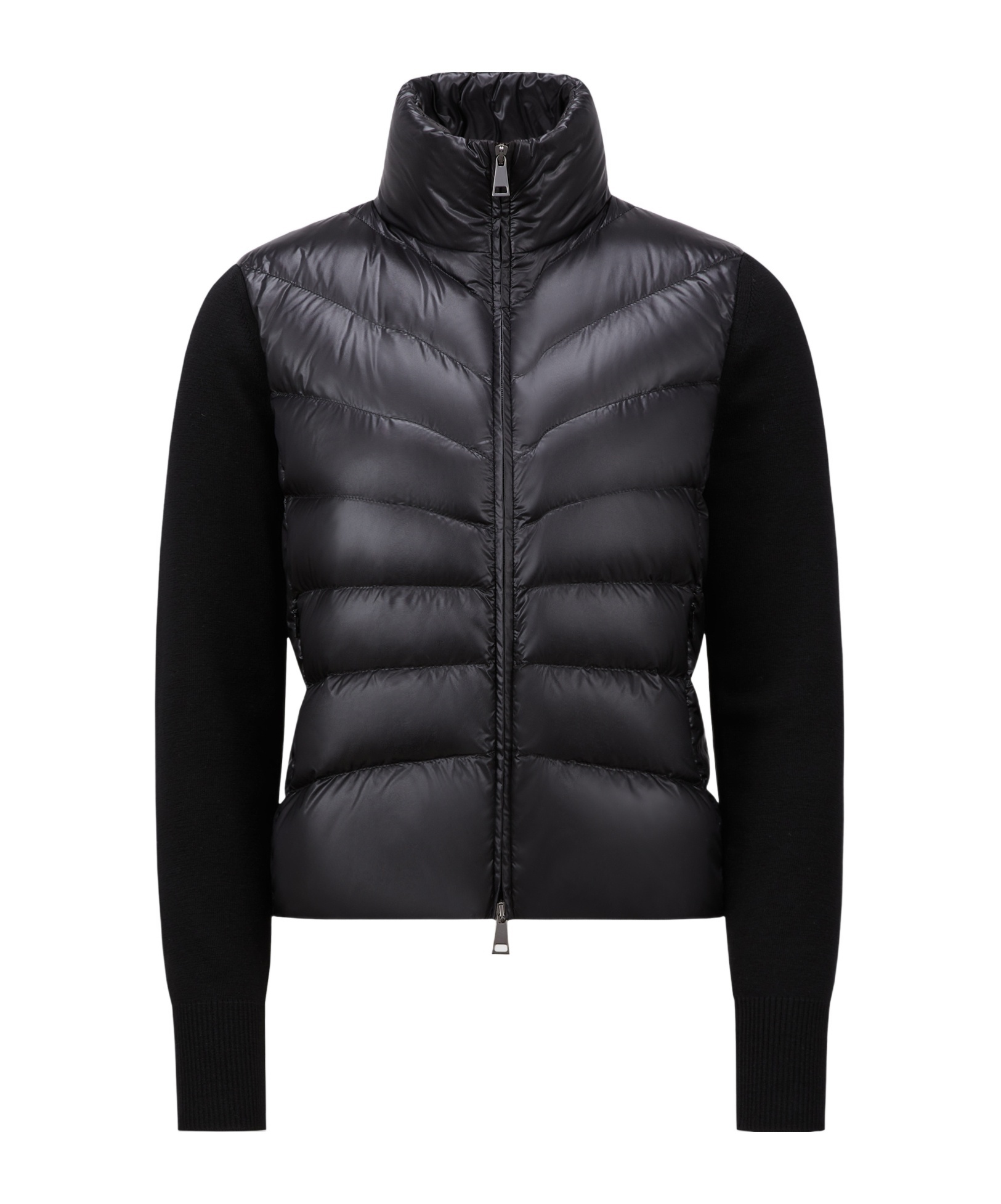 Moncler Womens Black Funnel-neck Brand-patch Regular-fit Shell-down Jacket In Black