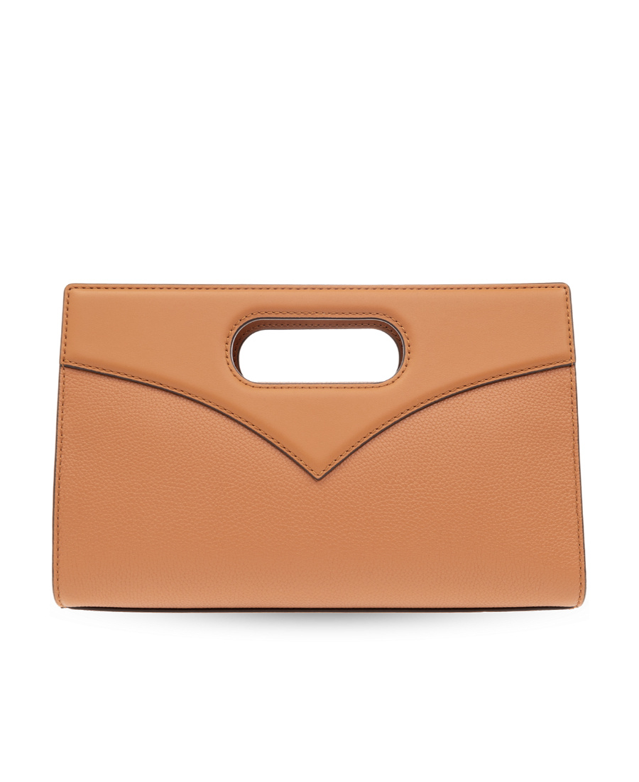 Mcm Structured Envelope Leather Handbag In Brown