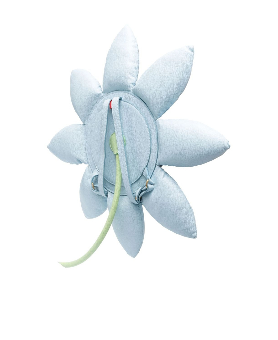 Thom Browne Pebbled-leather Flower Backpack In Blue