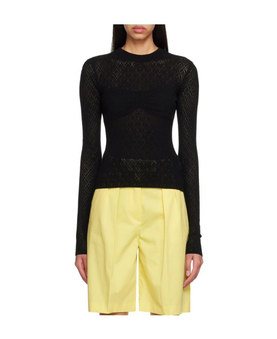 Msgm T-shirt With Round Neck And Long Sleeves In Black