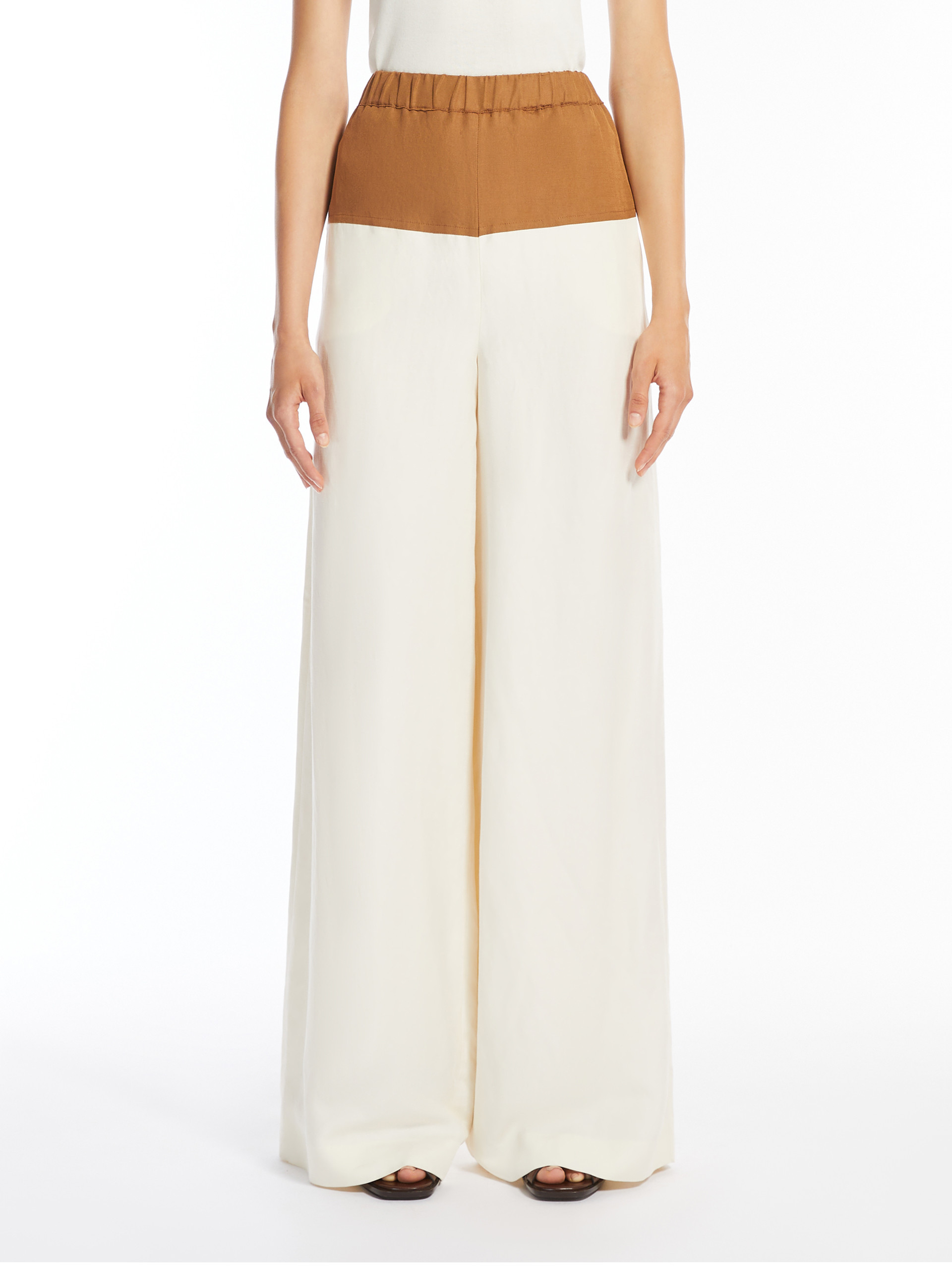 Max Mara Elastic Waist Casual Pants In White