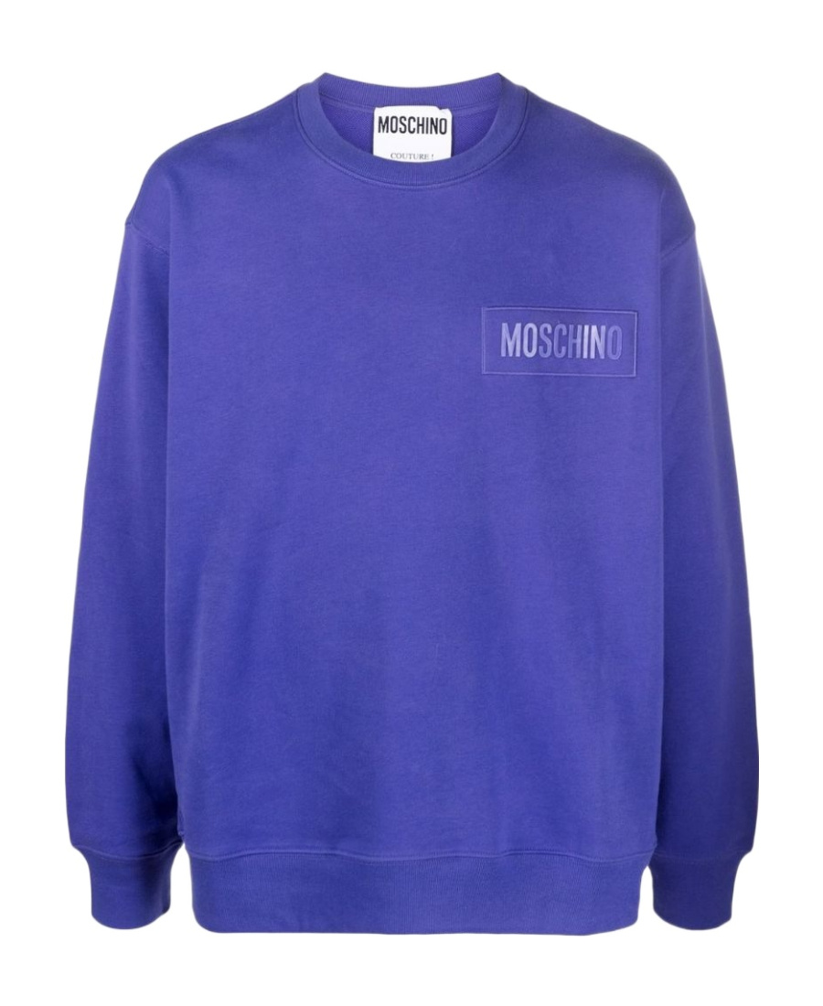 Moschino Couture Sweatshirt With Logo Patch In Blue
