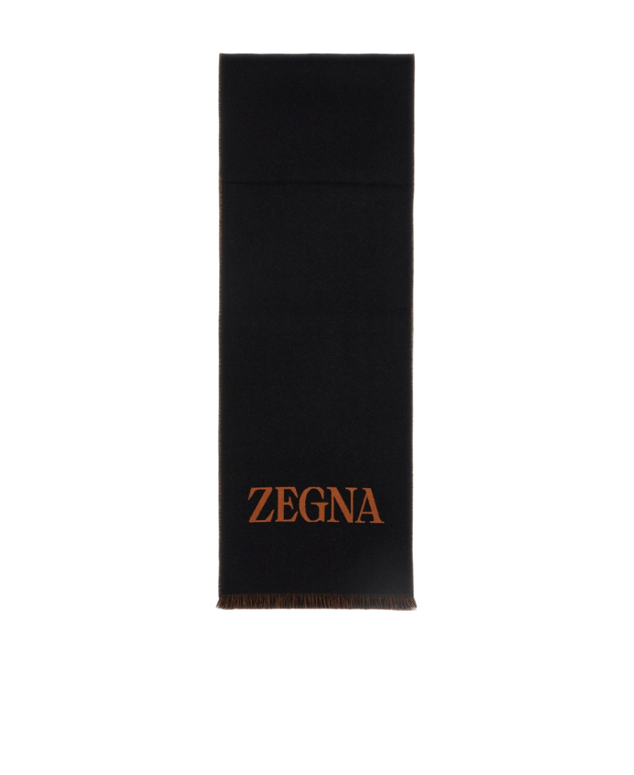 Zegna Logo Scarf In Black