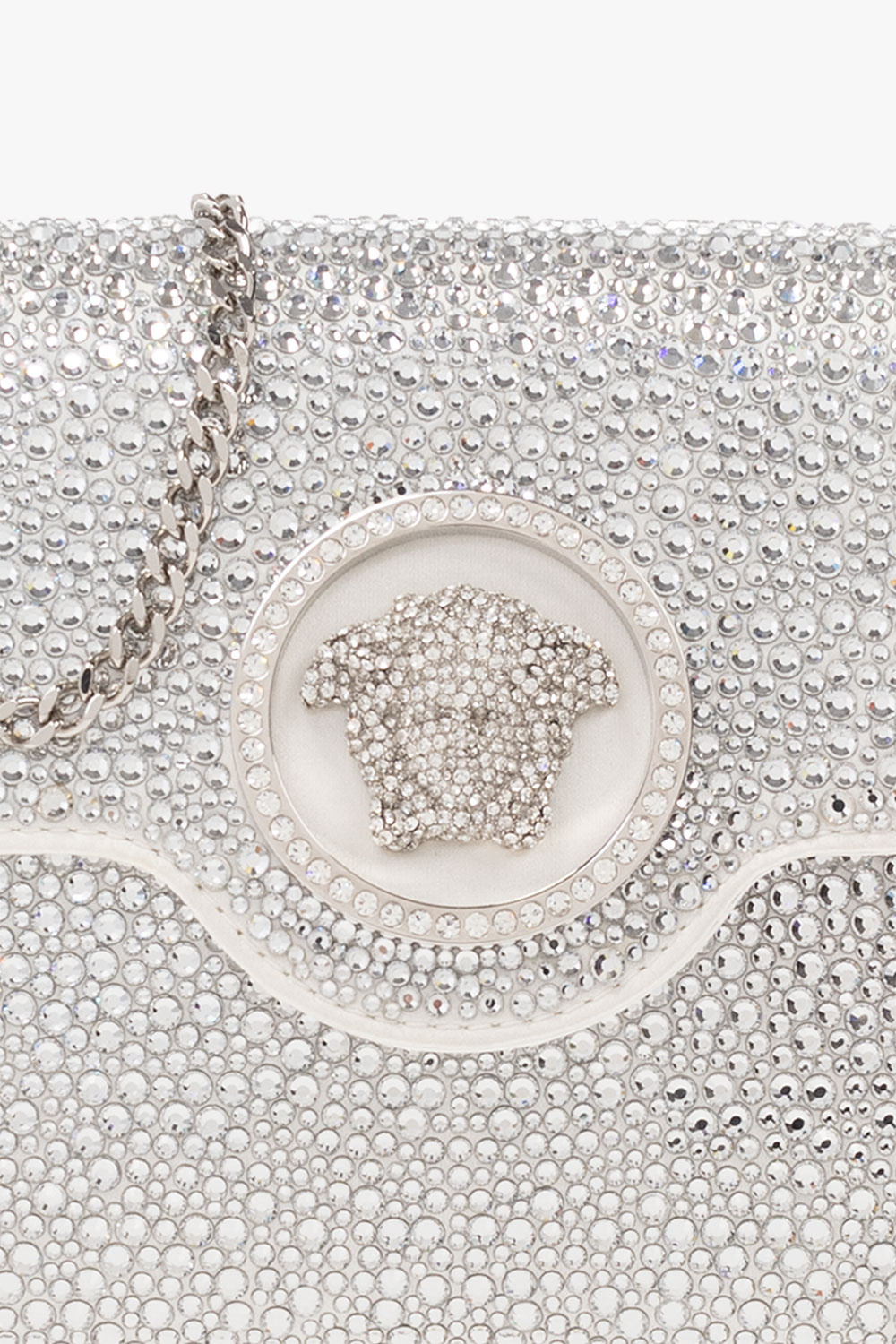 Versace Crystal La Medusa Envelope Clutch In White