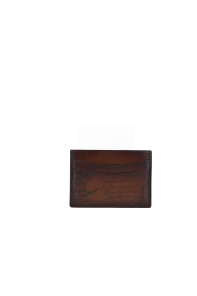 Berluti Logo Detailed Card Holder In Black
