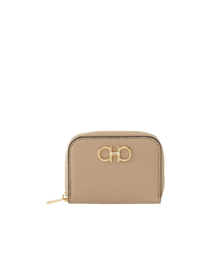 Ferragamo Gancini-plaque Leather Purse In Nude