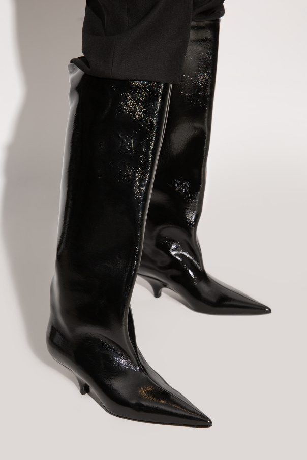Totême Patent Leather Knee-high Boots In Black