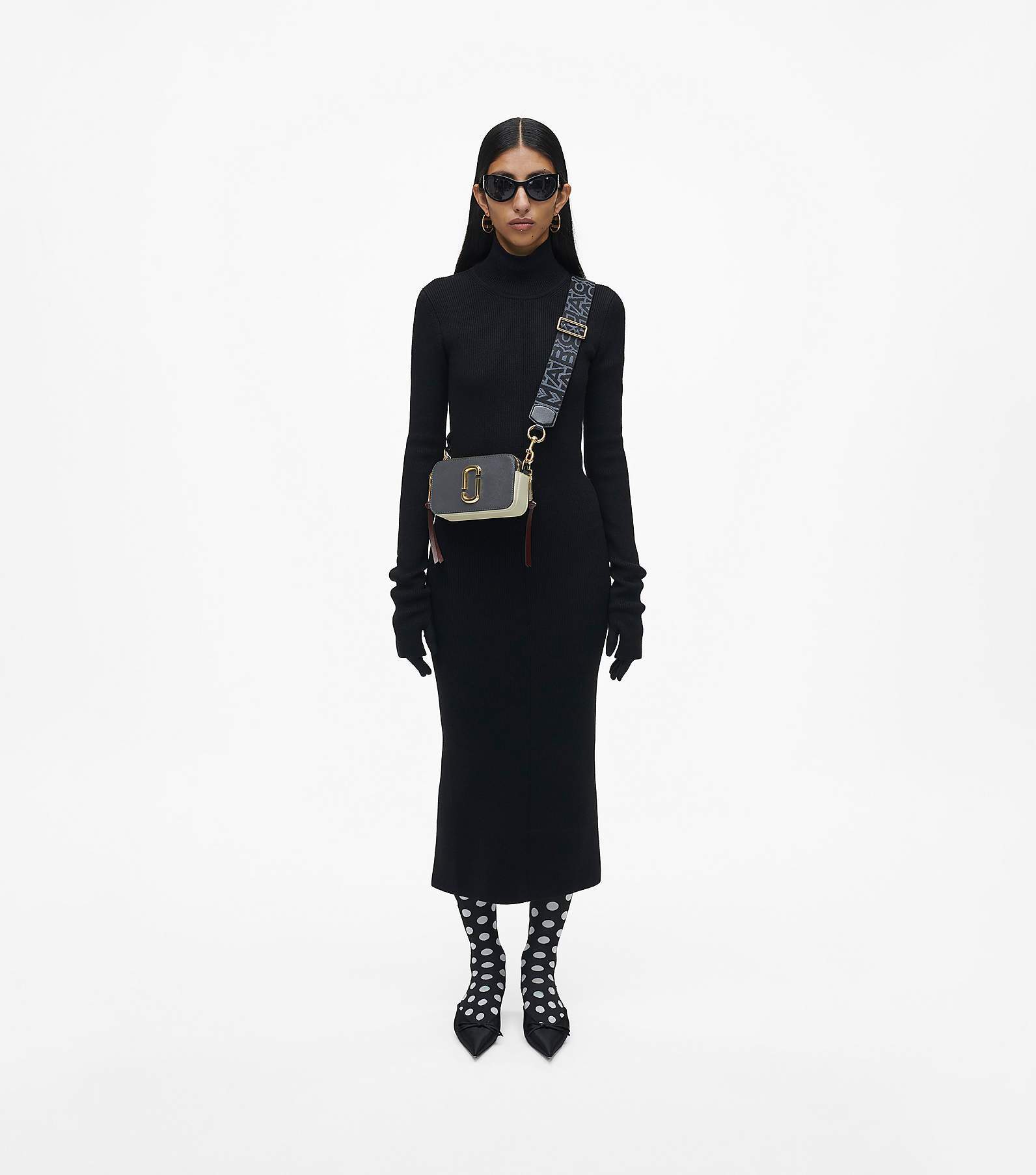 Marc Jacobs The Snapshot Logo Plaque Crossbody Bag In Gray