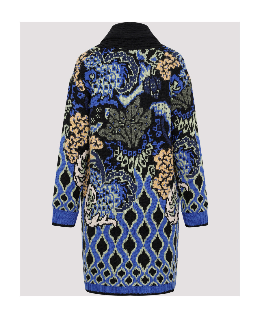 Etro Comet Paisley Pattern Coat In Wool In Black