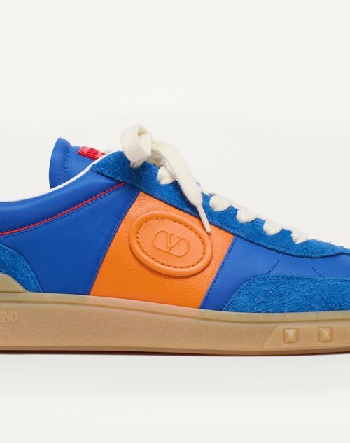 Valentino Multicolor Split Leather And Leather Upvillage Sneakers In Blue