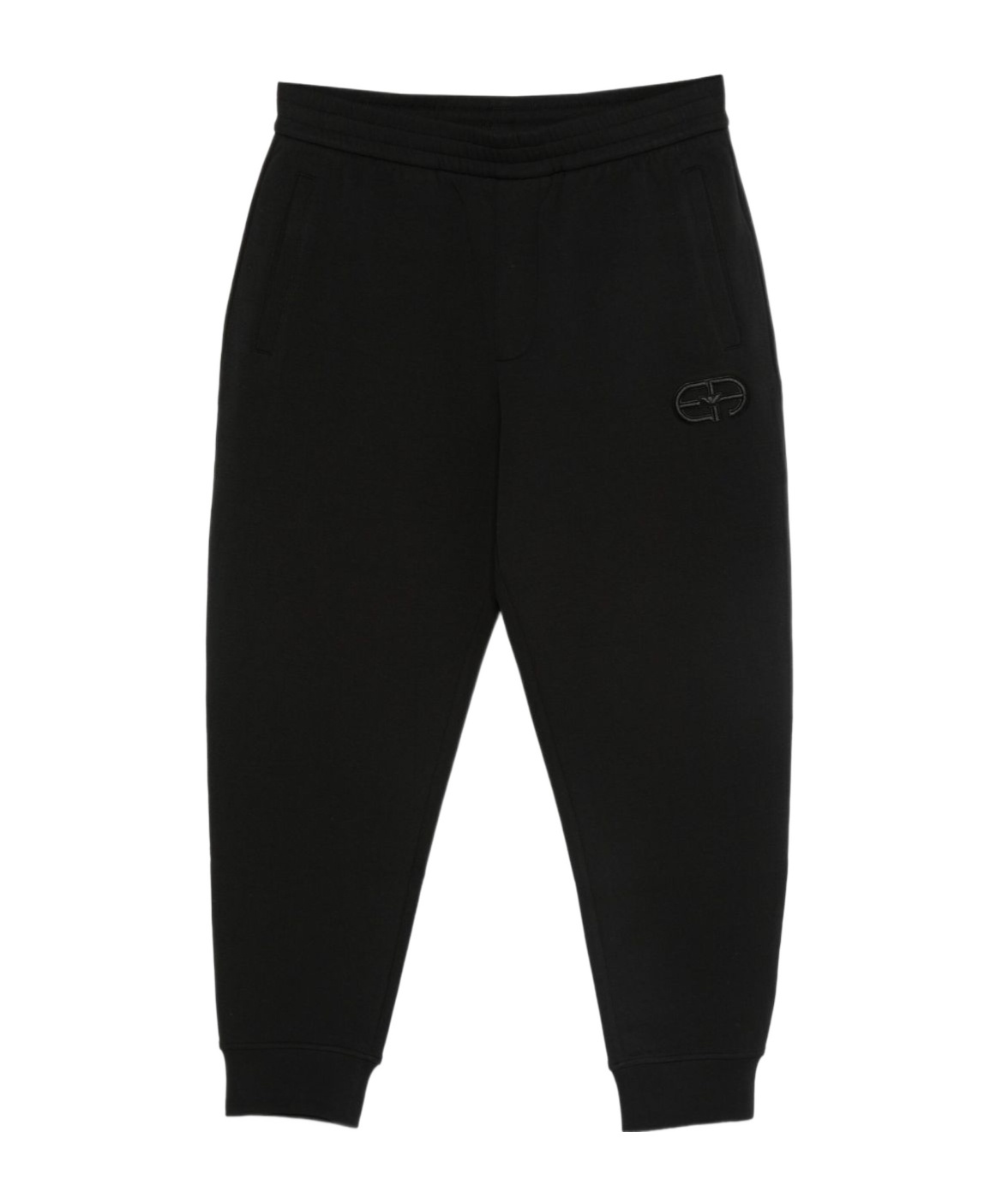 Emporio Armani Elastic Waistband Cotton Blend Sweatpants In Black