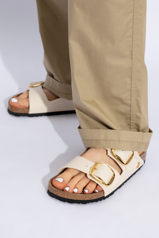 Birkenstock Arizona Big Buckle Leather Slides With Buckle In Nude
