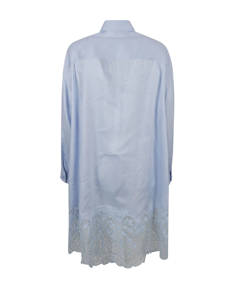 Ermanno Scervino Lace Paneled Oversize Long Shirt In Gray