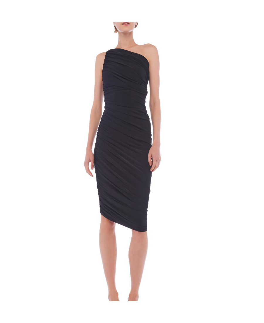 Shop Norma Kamali Diana One-shoulder Dress In Black
