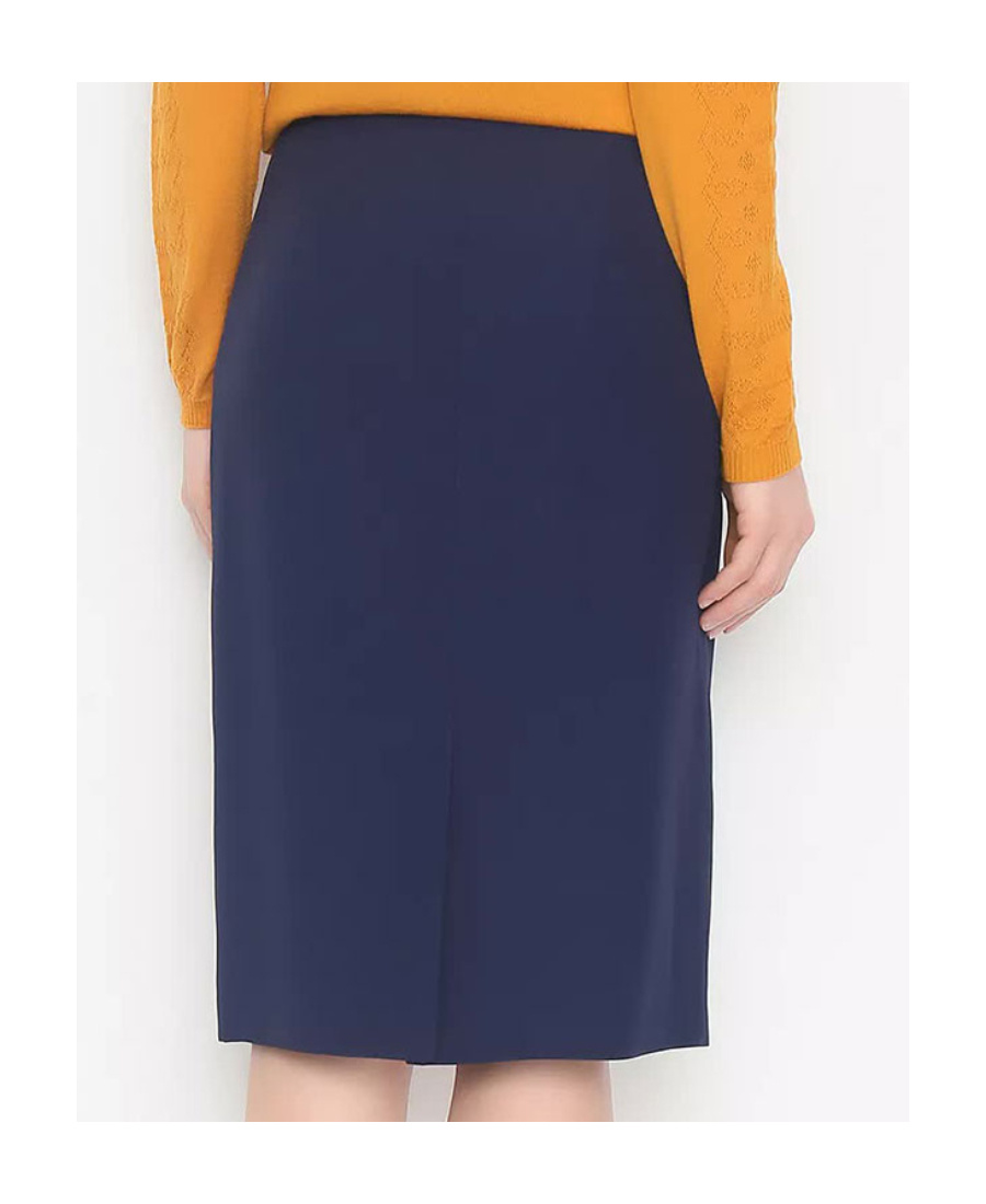Alberta Ferretti Slit Back High-waisted Knee-length Skirt In Blue