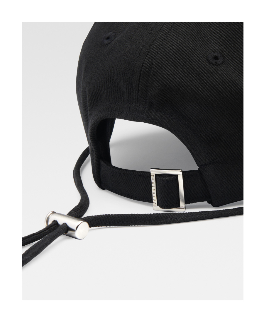 Jacquemus Le Casquette Artichaut Black Baseball Cap With Drawstring In Cotton Man In Black