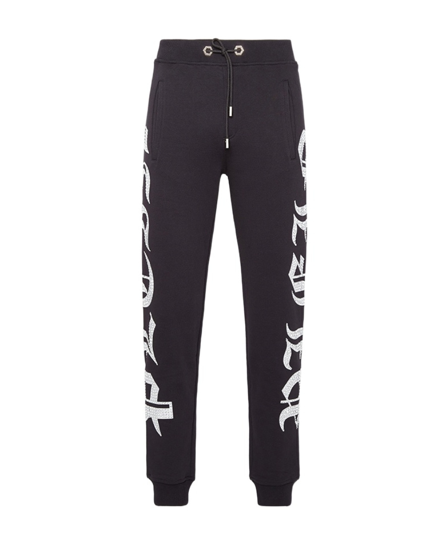 Philipp Plein Printed Drawstring Sweatpants In Black