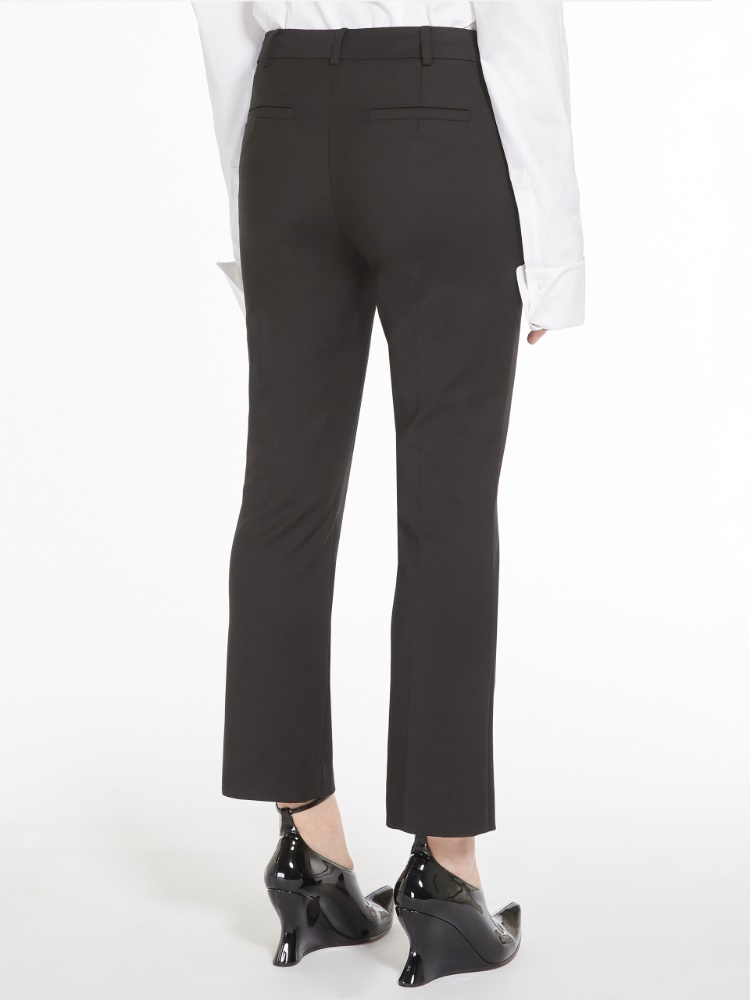 Sportmax Wool Trousers With High Waist And Zipped Slits In Black