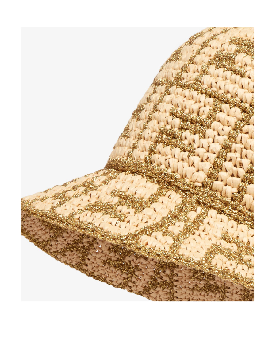 Fendi Woven Ff-logo Bucket Hat In Yellow