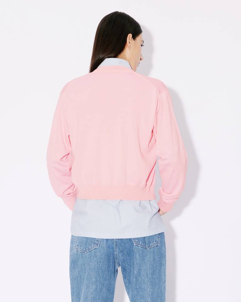 Kenzo Boke Crest Crew Long-sleeved Woolen Cardigan In Pink