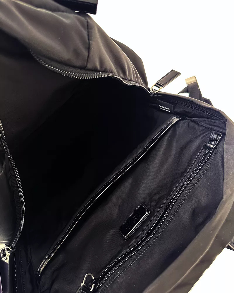 Prada Structured Leather Backpack With Logo Zipper Closure In Black
