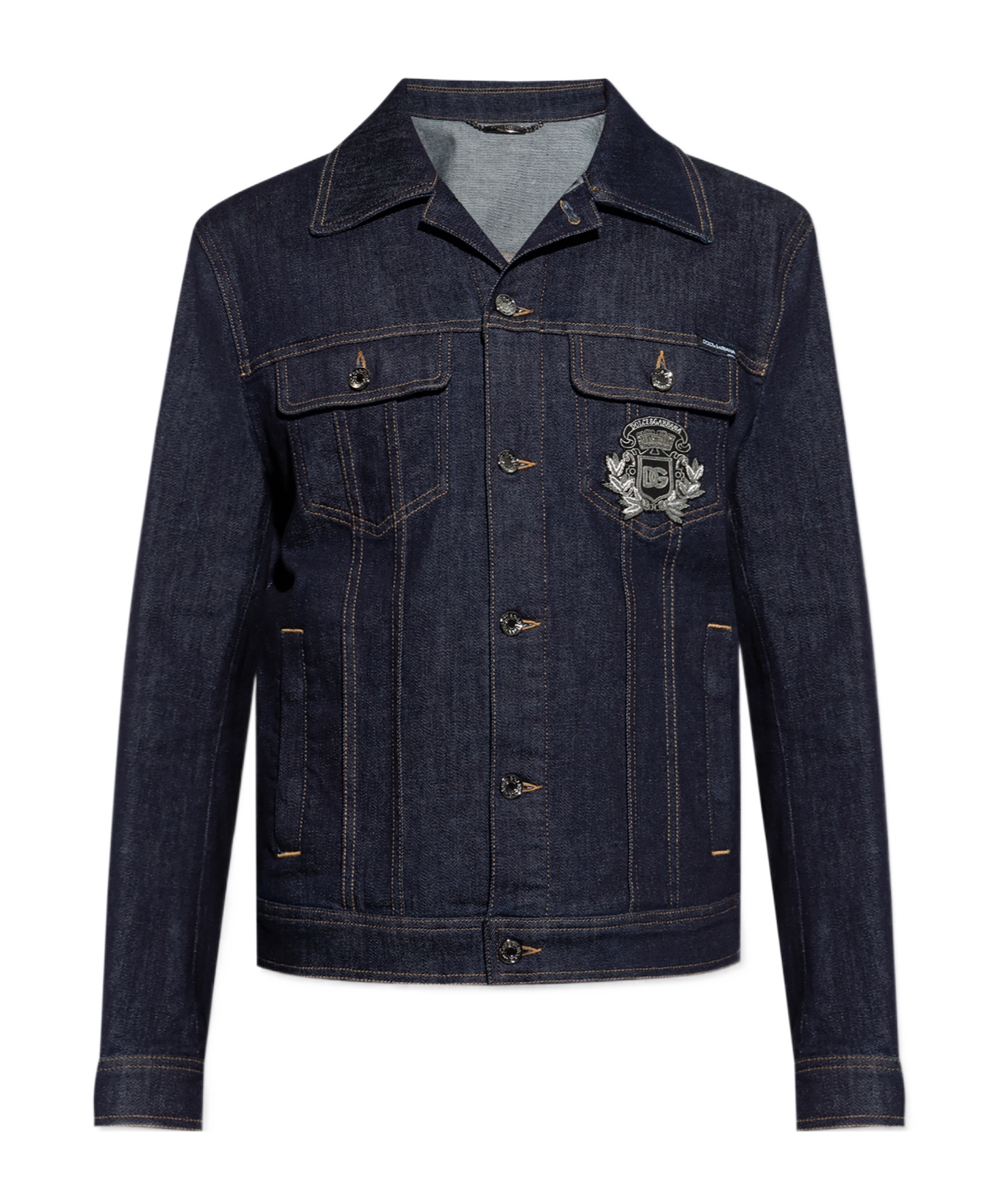 Dolce & Gabbana Classic Denim Jacket With Structured Silhouette In Black