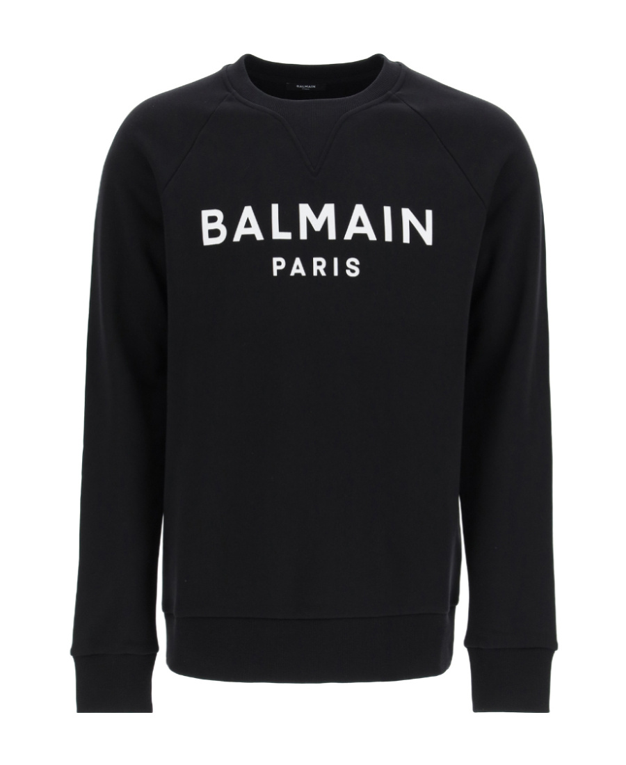 Balmain Logo Printed Cotton Sweatshirt In Black