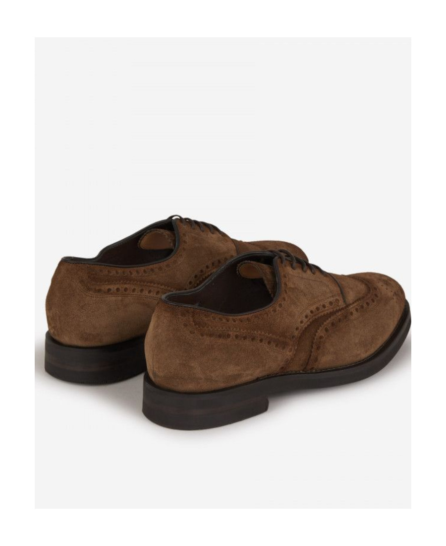 Santoni Perforated Suede Brogue Shoes In Brown