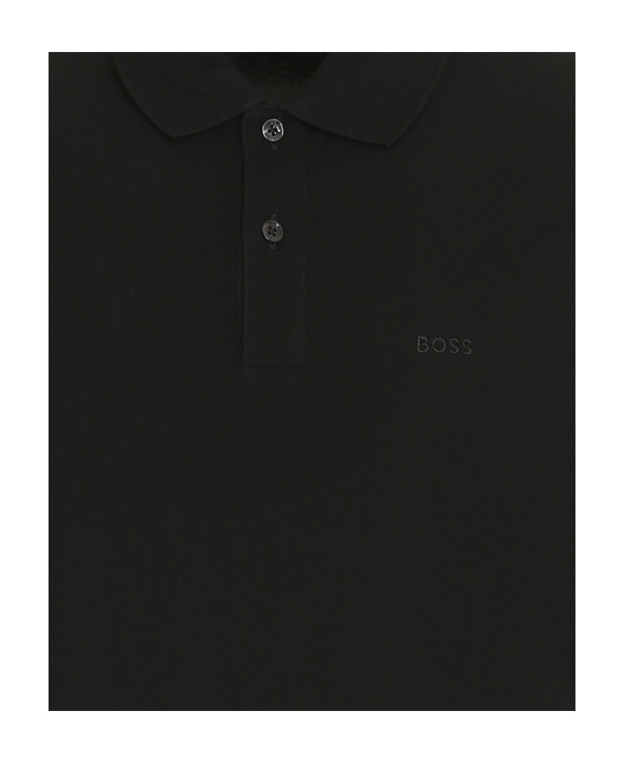 Hugo Boss Paddy Polo Shirt With Drop-needle Stitching In Black
